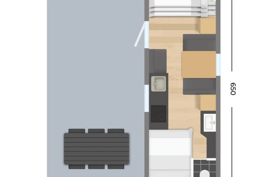Toercaravan voor 5 plattegrond