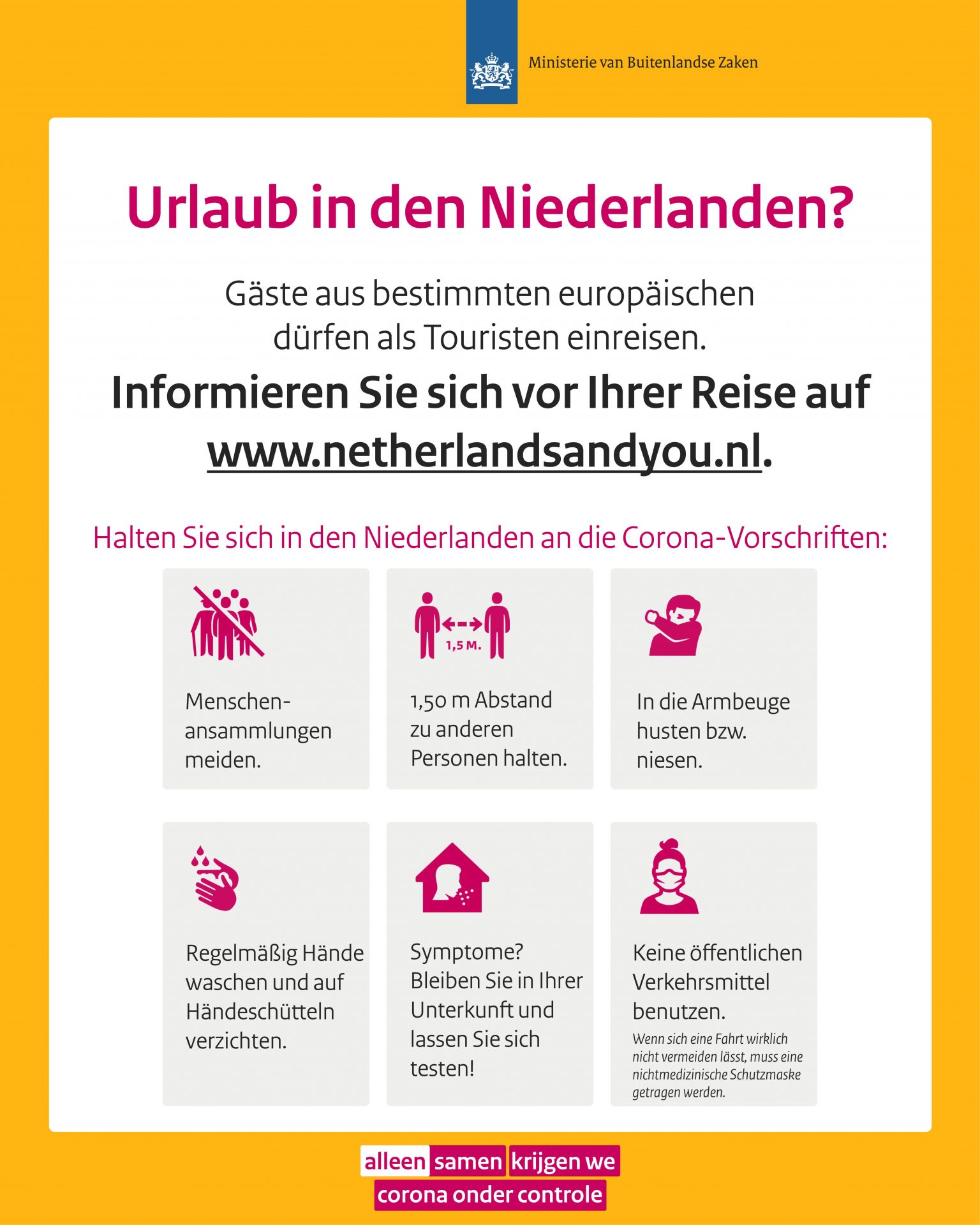 Corona-Maβnahmen und Urlaub in den Niederlanden